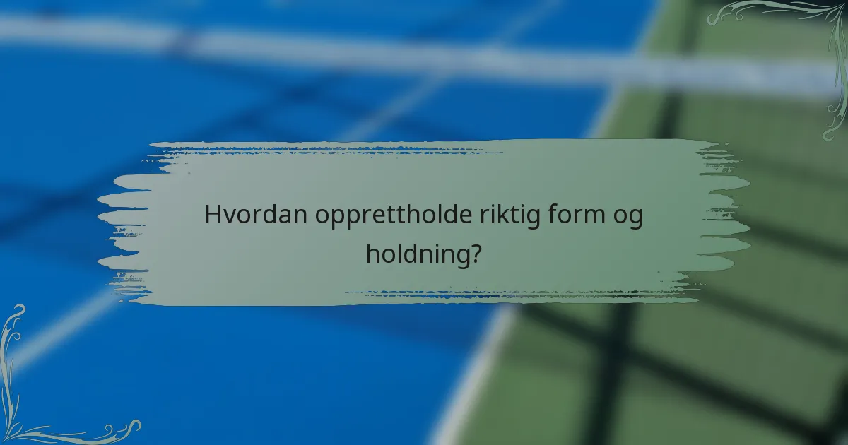 Hvordan opprettholde riktig form og holdning?
